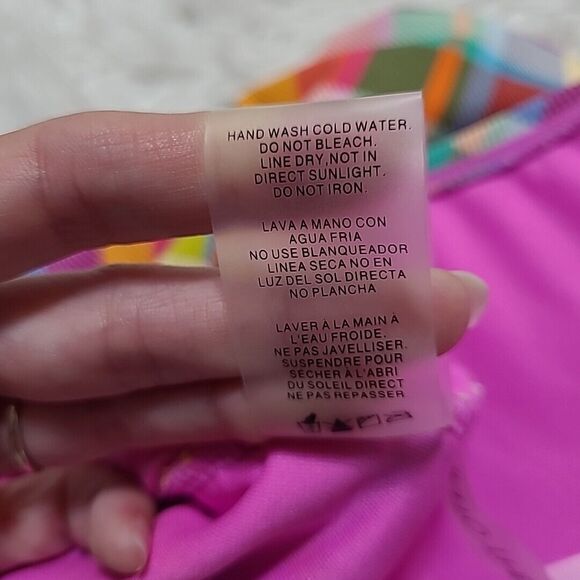 Into the Bleu by Amerex Women 14 Swimsuit One Piece Plaid Halter Plunge Monokini - Picture 6 of 9